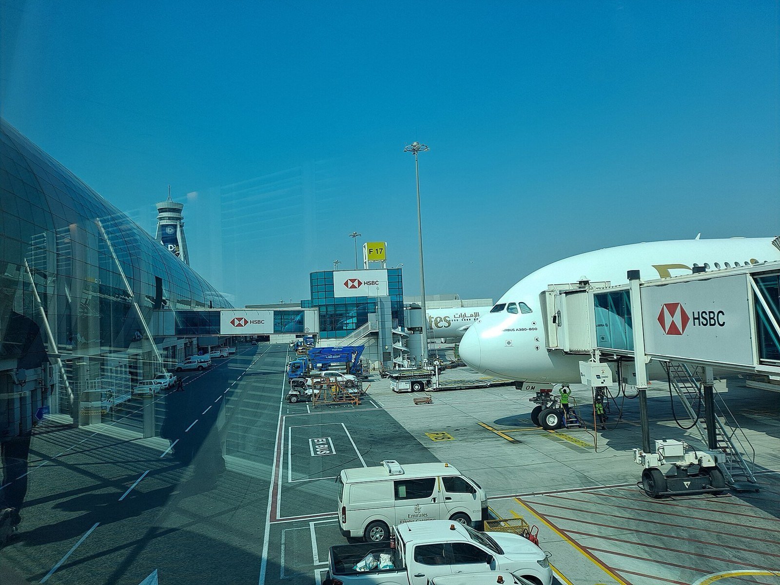 Dubai International Airport's Terminal 3 concourse seen from the apron