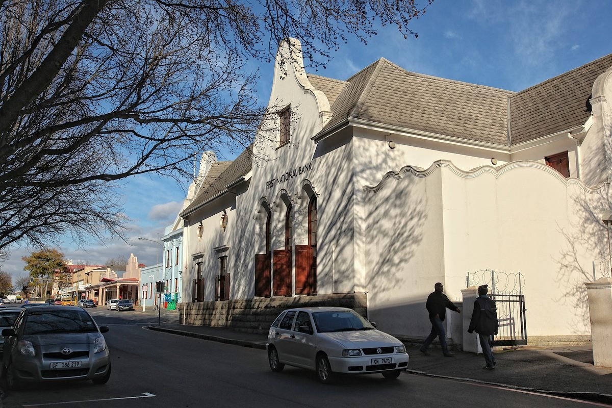 The First National Bank building on Main Street, Paarl, in the Western Cape