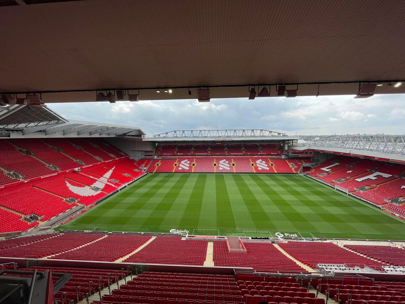 Anfield stadium in Liverpool on a sunny day in May 2024