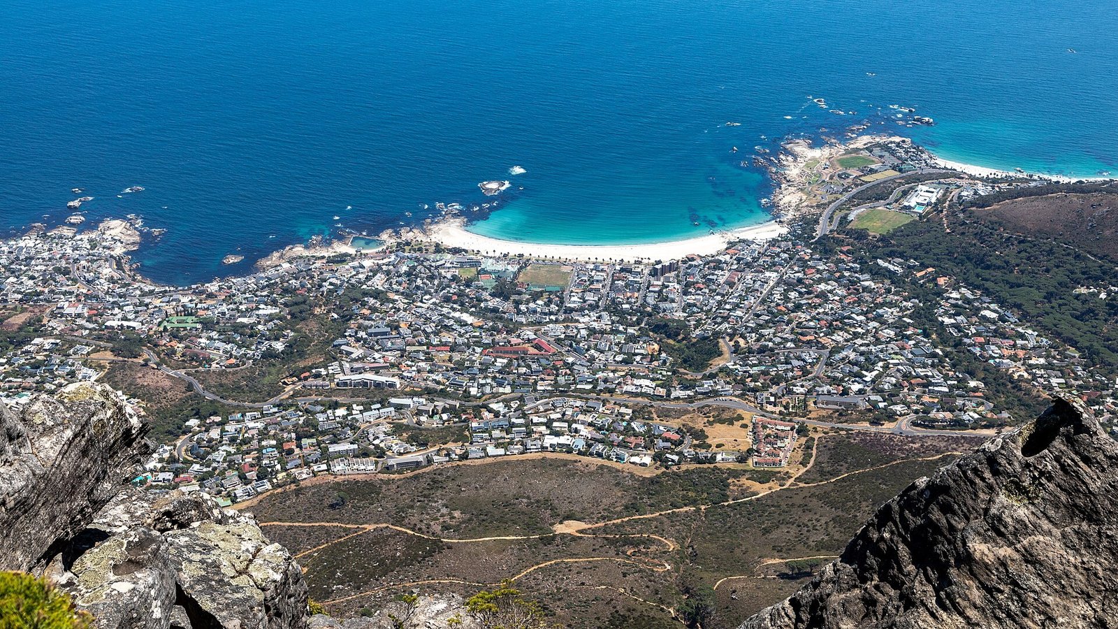 Camps Bay beach below Table Mountain in Cape Town